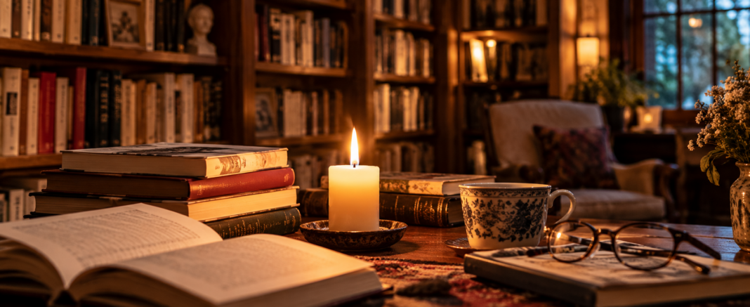 Rincón de lectura a la luz de las velas